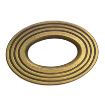 Vintage Brass Oval Lines Drawer Handles Pulls 2&quot; Keeler 1996 KBC 45128 - £7.61 GBP