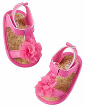 NWT $17  Carter&#39;s Hot Pink Fuchsia Baby Girl 2 3-6 Mos Shoes Sandals Flower - £11.83 GBP