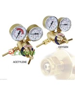 Brass Oxygen CGA540 &amp; Acetylene CGA200 Regulators Gauges 4 Gas Welding T... - $884.71 MXN