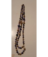 Vintage Necklace Black Purple Gold Tone Beaded Beads Vtg - £10.98 GBP