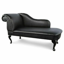 Ashford Handmade Non-Tufted Black PVC Faux Leather Chaise Lounge Bedroom Accent  - £247.75 GBP