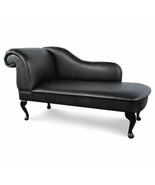 Ashford Handmade Non-Tufted Black PVC Faux Leather Chaise Lounge Bedroom... - $423.98 CAD