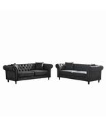 Luxury Chesterfield Black Faux Leather 3+3 Seater Sofa Set Rolled Arms - €1.035,30 EUR