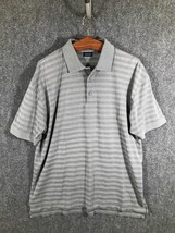 IZOD Golf Polo Men&#39;s Shirt Large Gray Short Sleeve 1/4 Button Up - £6.96 GBP