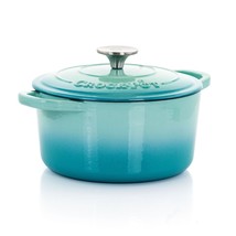 Crock-Pot Artisan 2 Piece 3 Quarts Enameled Cast Iron Dutch Oven in Aqua... - $74.95