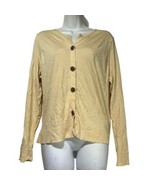 Vintage sigrid olsen beige brown beaded button Silk Tencel cardigan Size L - $24.72