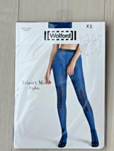 Wolford 14725 Trinity Mix Tights Electric Blue / Black ( XS ) - £54.34 GBP