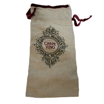Carpe Vino Canvas Wine Bag Red Velvet Drawstring - $9.60