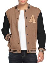  Motorcycle Jacket For Men&#39;s Winter Wear Varsity Jacket With Ribbed Cuffs - £39.83 GBP