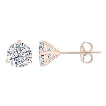 Martini Round Moissanite Solitaire Stud Earrings for Men Women in 18K Gold Plate - £75.25 GBP