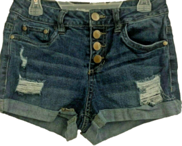 Dollhouse Andie Womens Button Front Shortie Shorts Size 1 Cuffed Distressed  - £10.78 GBP