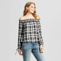 Mossimo Supply Co NWOT Black Plaid Off The Shoulder Top Various Sizes XS... - $14.50