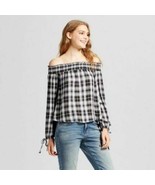 Mossimo Supply Co NWOT Black Plaid Off The Shoulder Top Various Sizes XS... - £11.37 GBP