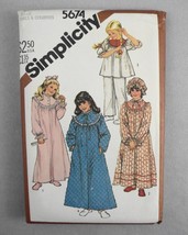 Simplicity 5674 Sleepwear Robe Nightgown Pajamas Hat 80&#39;s Large Girls &amp; ... - £2.99 GBP