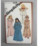 Simplicity 5674 Sleepwear Robe Nightgown Pajamas Hat 80&#39;s Large Girls &amp; ... - $3.81