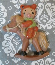 Vintage Teddy Bear Riding Rocking Horse Christmas Tree Ornament Component - £4.79 GBP