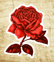 Red Rose Decal Sticker Roses Tattoo Vintage 3 5/8&quot; x 2 5/8&quot; Vinyl - £3.75 GBP