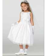 Girls White First Communion Dress w/ Embroidered Organza (110) - $3,254.49 MXN