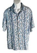 CARIBBEAN Men&#39;s Short Sleeve Button Down Floral Shirt XL - £10.18 GBP