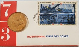 1973 Bicentennial Commemorative First Day Cover Stamps and Medal - £6.37 GBP