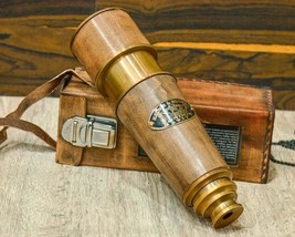 Antique Brown Solid Brass Telescope, Nautical Telescope with Leather Cover - £25.72 GBP