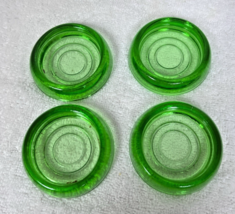 4 Depression Green Glass Furniture Coaster Cups 3 x 3/4 inch - $24.26