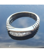 CAROLYN POLLACK RELIOS 925 STERLING SILVER WHITE ABALONE ETCHED BAND RIN... - €59,05 EUR
