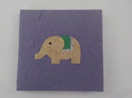 ELEPHANT PAPER BLANK NOTEBOOK 4X4X.5&quot; LAVENDER COVER 20 PAGES ROUGH RUST... - £8.11 GBP