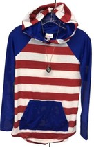 Nwt Lu La Roe Xl Americana Red White Blue Striped Jersey Knit Amber Sweatshirt - £32.87 GBP