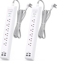 2 Pack Extension Cord 10ft Power Strip Surge Protector with 6 Outlets 4 ... - $92.93