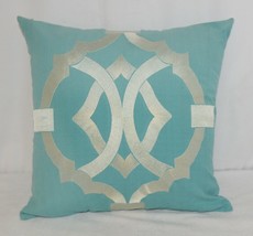 Split P 2806053CVR Pillow Plus Turquoise Margaux Geo Embroidered Cover 16 In - £19.60 GBP