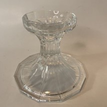 Vintage Large Round Glass Candlestick Holder Tapers Pedestal Elegant Dec... - $4.88