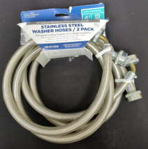 GE Appliances 4 ft. Universal Stainless Steel Washer Hoses - Silver - $14.84