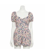 Lily Rose Puff Sleeve Romper MAVY MULTI FLORAL Women&#39;s JR Sz XL NWT MSRP$48 - $21.29