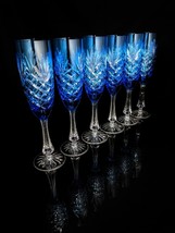 Faberge  Odessa Sky Blue  Colored Crystal Champagne Flutes  NIB image 12