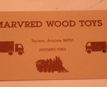 Marvred Wood Toys Vintage Business Card Tucson Arizona bc8 - £3.10 GBP