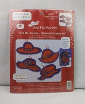 2005 Red Hat Society Ornaments Kit Candamar Designs 5” X 3.5”  Embroider... - £7.77 GBP