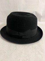 Vintage Borsalino Lytton&#39;s Men&#39;s Black Derby Hat w Bow Size 7 - £120.03 GBP