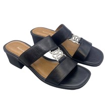 Naturalizer Murphy Strap Block Heel Sandals Black Leather Slip On NWOB Size 6.5 - £34.00 GBP