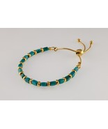 Turquoise Italian Artificial Turquoise Gold-Plated Adjustable Bracelet - £77.86 GBP