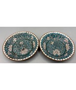 Vtg Cloisonné Floral Trinket Dishes Pair Blue Floral Metal China - $242.96 MXN