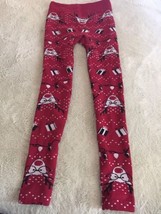 No Boundaries Juniors Red White Black Reindeer Presents Knit Leggings Medium 7-9 - £5.84 GBP