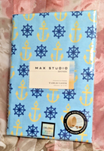 Max Studio Nautical Tablecloth Anchor Ship Wheel Blue 52 x 70-in Polyest... - $18.97
