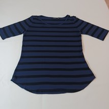 Apt.9 Women&#39;s Top Blouse Short Sleeve Blue &amp; Black Stripes Pullover Size... - $9.00