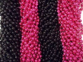 Pink Black Mardi Gras Beads Necklaces Party Favors 24 48 72 144 - $14.24+