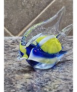 Angelfish Glass Paperweight Yellow White &amp; Blue - €11,11 EUR