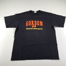Jeff Gordon T Shirt Mens Large Navy Blue Applique Letters Yellow NASCAR - £12.42 GBP