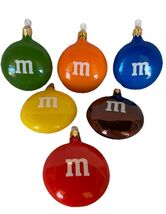 Vintage M &amp; M&#39;s Glass Miniature Ornaments Lot of 6 - $40.12 CAD