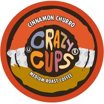Crazy Cups Cinnamon Churro Flavored Coffee 22 to 110 Keurig Kcups Pick Any Size  - £19.61 GBP+