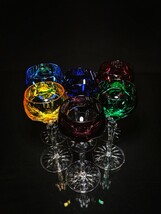 Faberge Colored Crystal Goblets 8.5" H in Blue presentation case NIB image 10